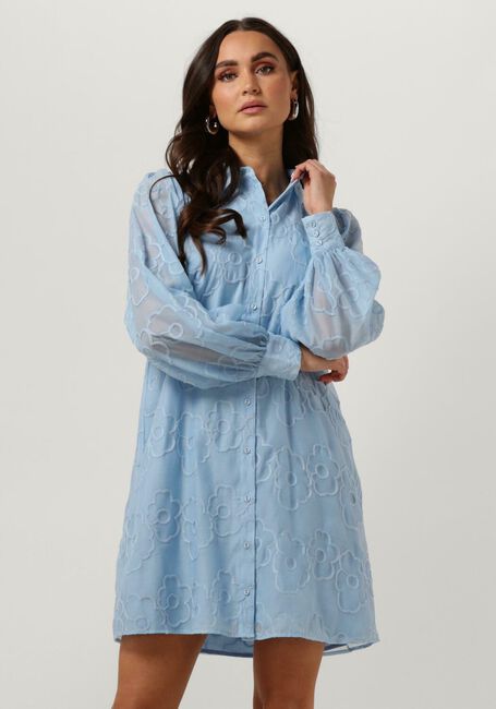 Lichtblauwe Y.A.S. Mini jurk YASFLORINA LS SHIRT DRESS - large