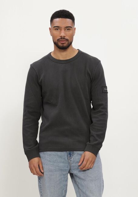 Zwarte CALVIN KLEIN T-shirt LS WAFFLE BADGE CREWNK TEE - large