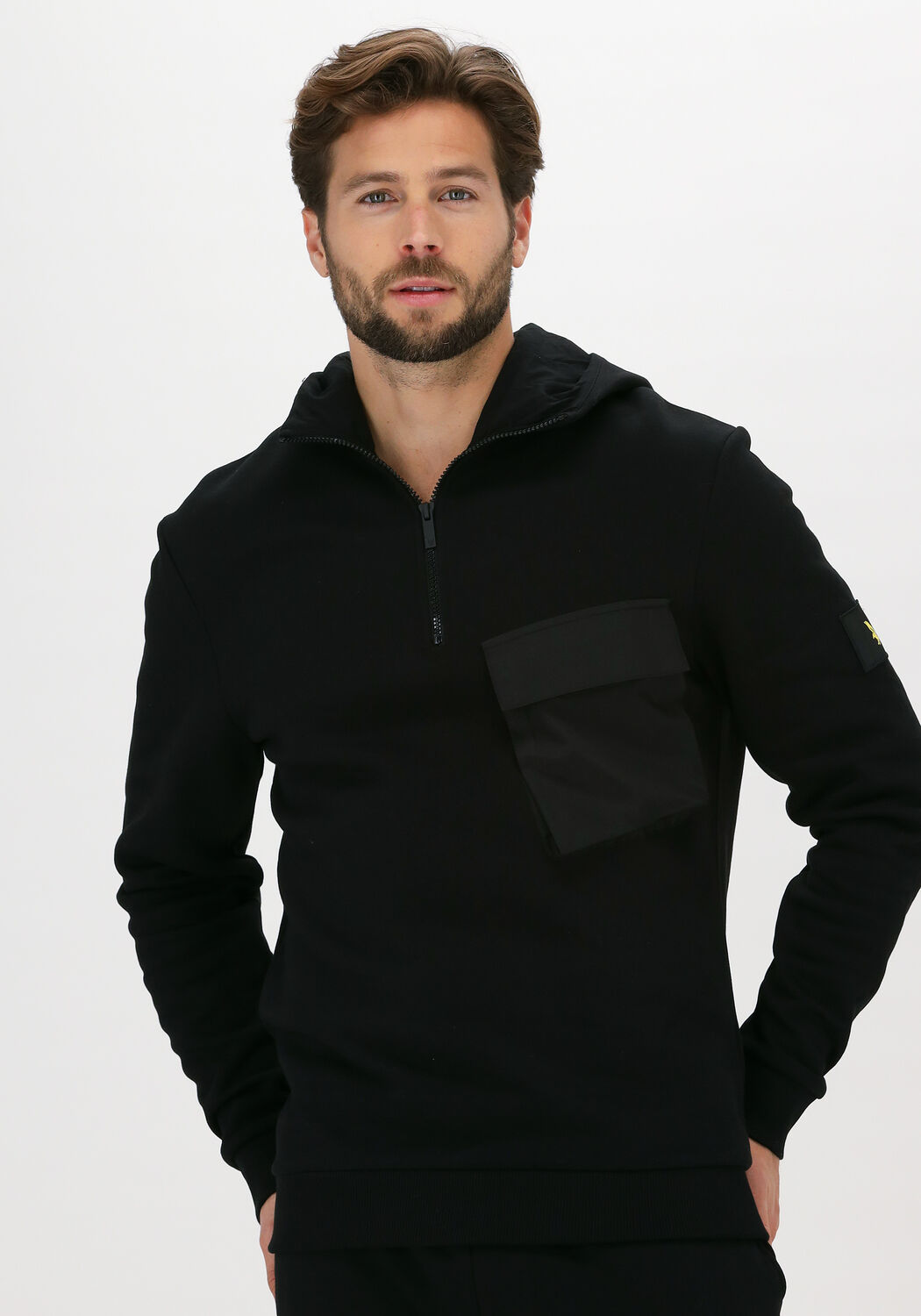 zwarte lyle & scott sweater pocket hoodie