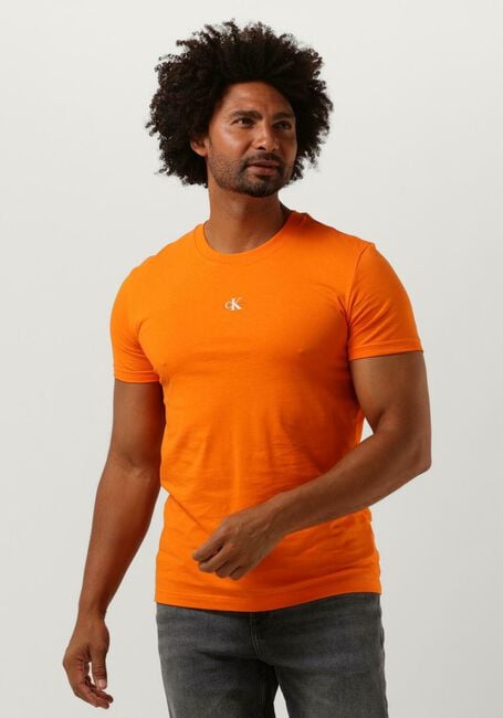 Oranje CALVIN KLEIN T-shirt MICRO MONOLGO TEE - large