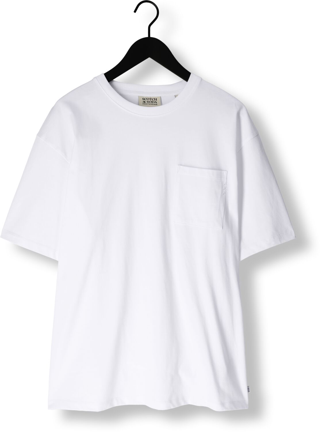 SCOTCH & SODA Heren Polo's & T-shirts 3 Crosses Loose Fit Pocket T-shirt Wit