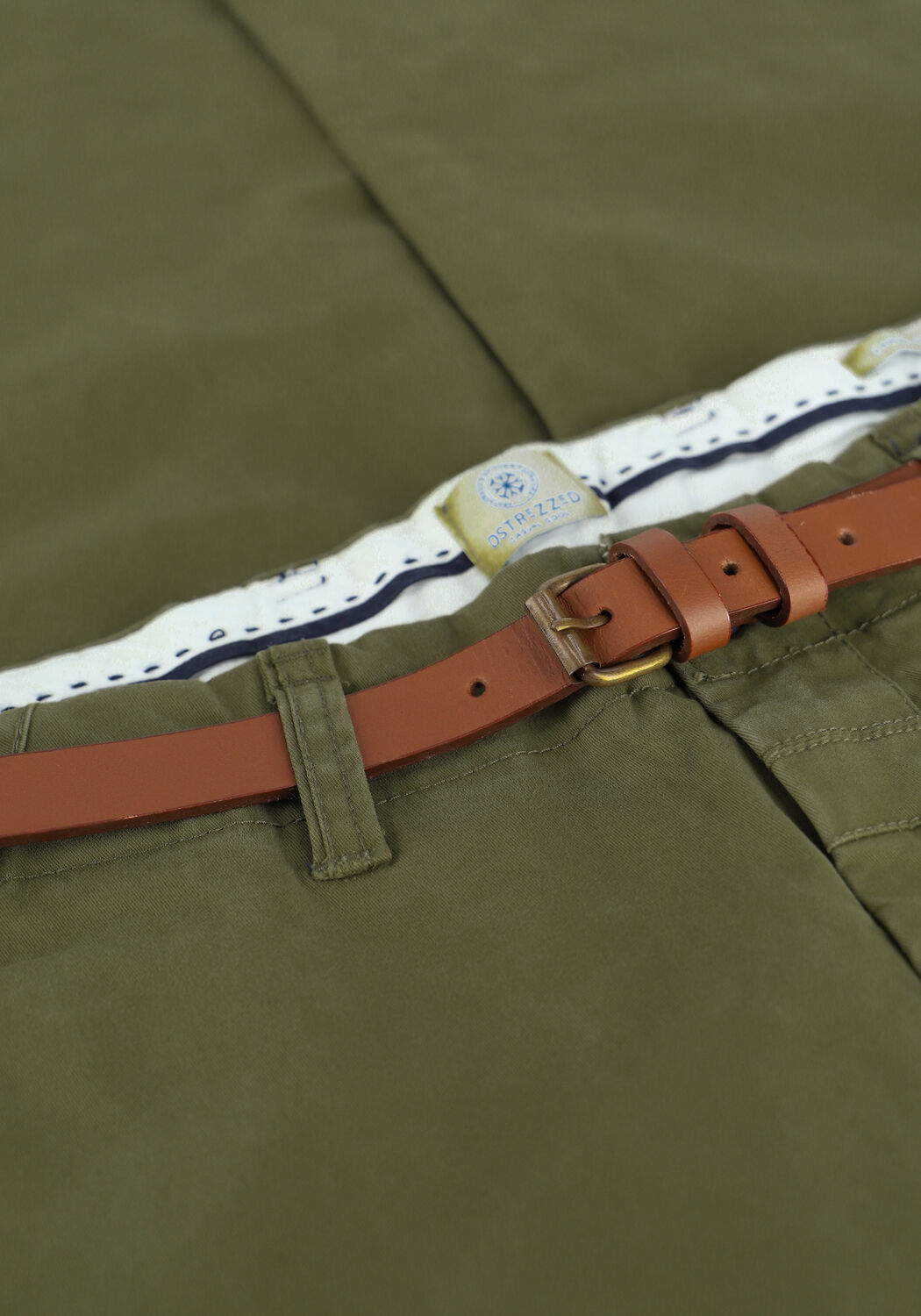 Olijf DSTREZZED Chino PRESLEY CHINO PANTS WITH BELT STRETCH TWILL - large