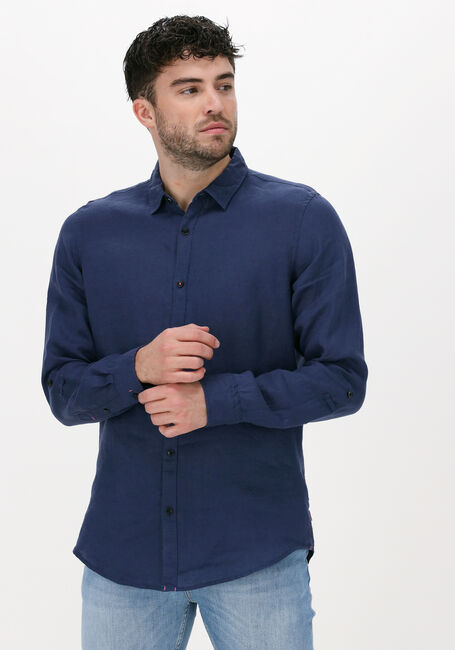 Donkerblauwe SCOTCH & SODA Casual overhemd REGULAR FIT GARMENT-DYED LINEN SHIRT - large