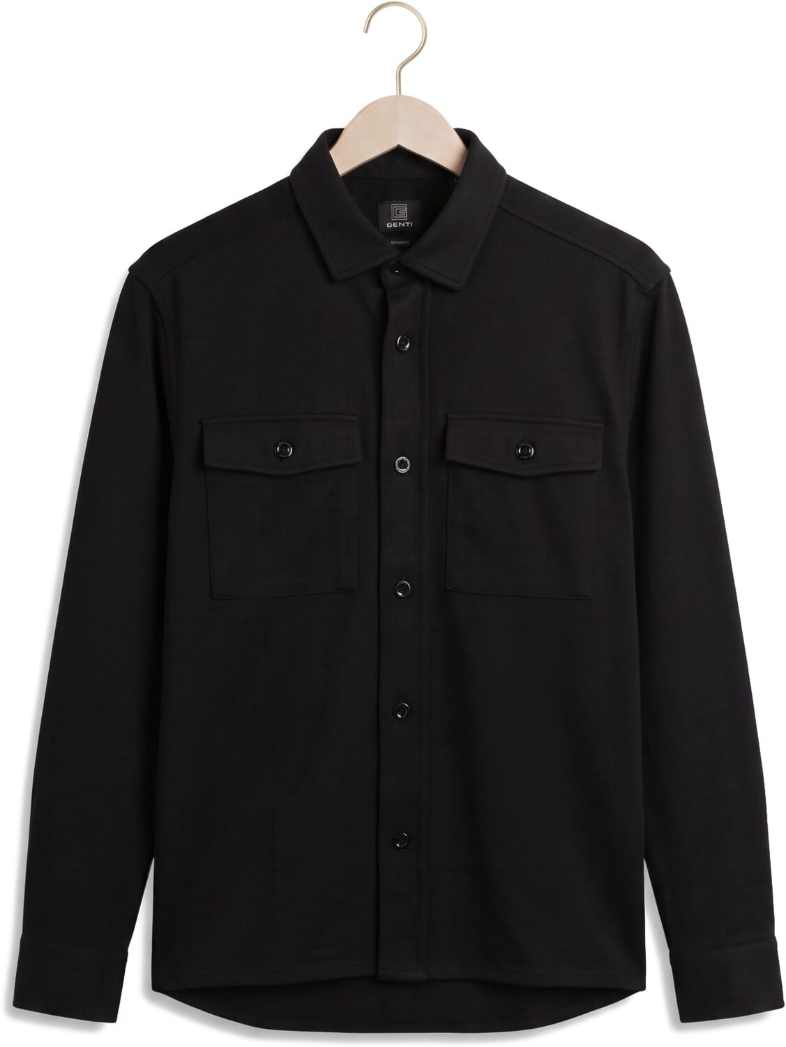 GENTI Heren Overshirts Overshirt Knoop Zwart