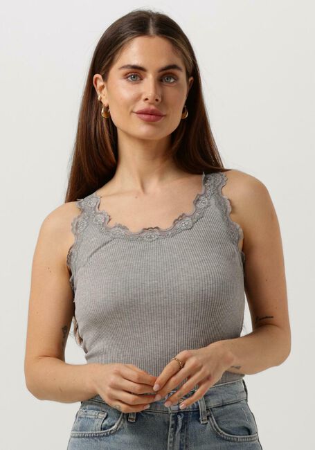 Lichtgrijze ROSEMUNDE Top SILK TOP W/ LACE - large