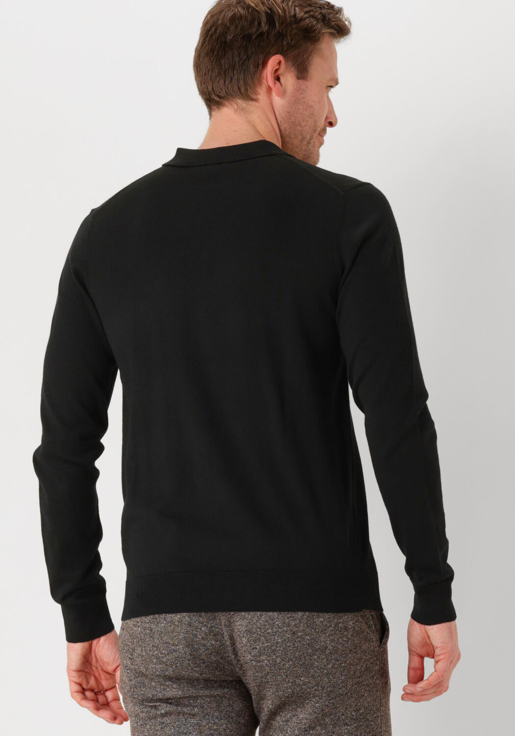 PROFUOMO Heren Polo's & T-shirts Polo Long Sleeve Zwart