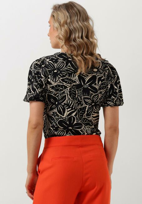 Zwarte JANSEN AMSTERDAM Top VFB179 PRINTED TOP SHORT SLEEVE V-NECK - large