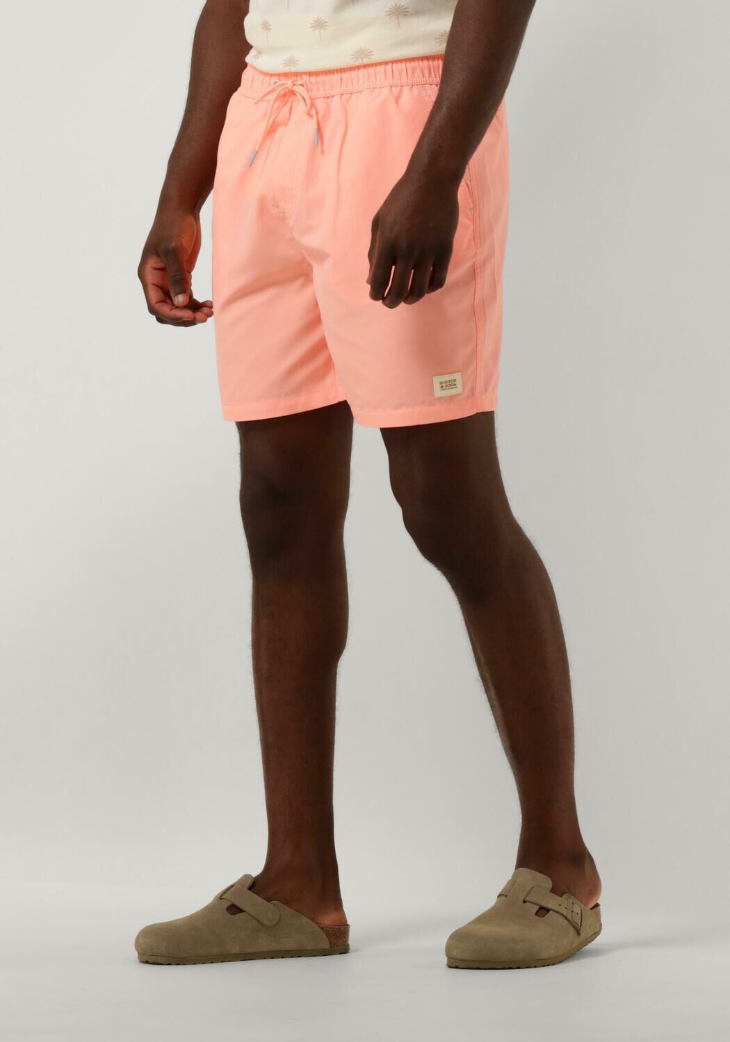 SCOTCH & SODA Heren Zwembroeken Mid Length Swim Short Solid Roze