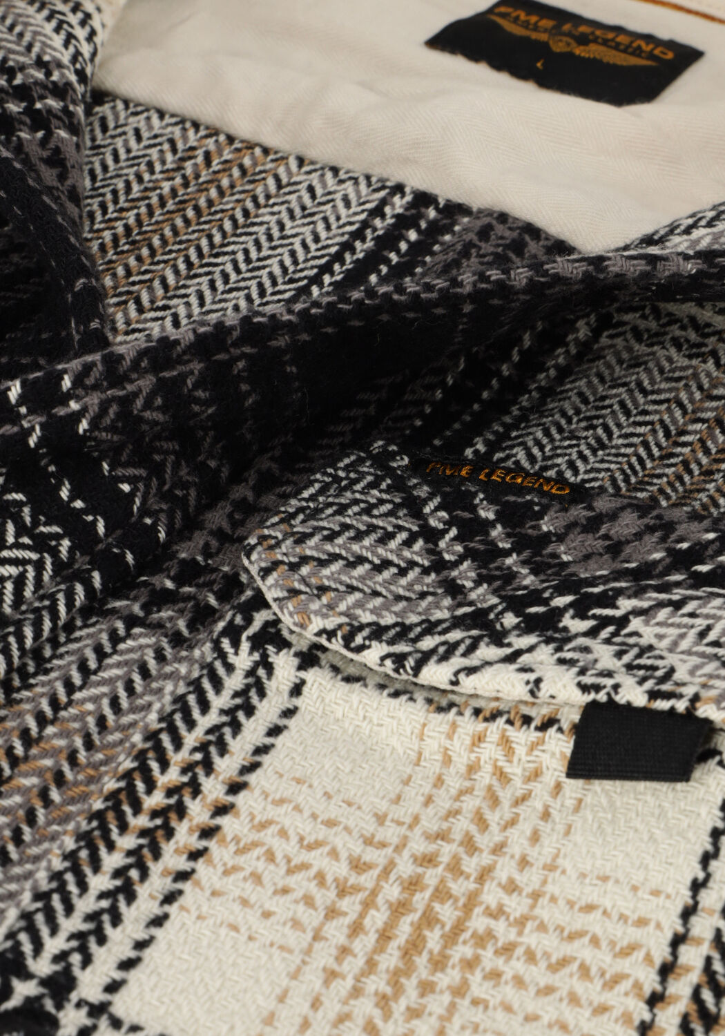 Grijze PME LEGEND Overshirt LONG SLEEVE SHIRT HEAVY FLANEL YARNDYED CHECK - large