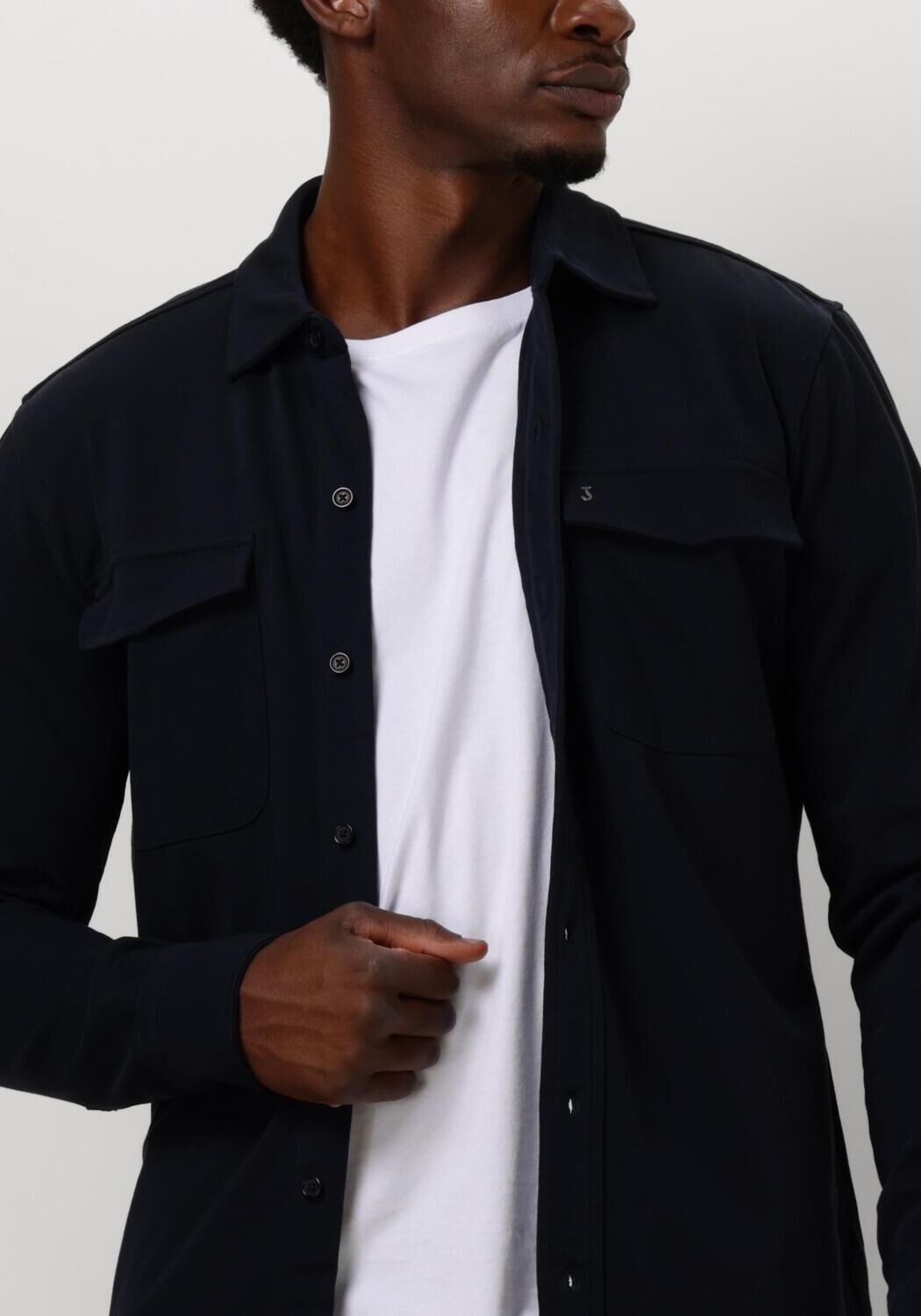BUTCHER OF BLUE Heren Overshirts Finn Pocket Jersey Shirt Donkerblauw