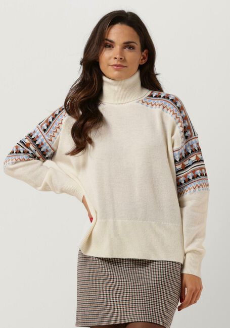 Gebroken wit SCOTCH & SODA Coltrui FAIR ISLE ROLL NECK WOOL-BLEND PULLOVER - large