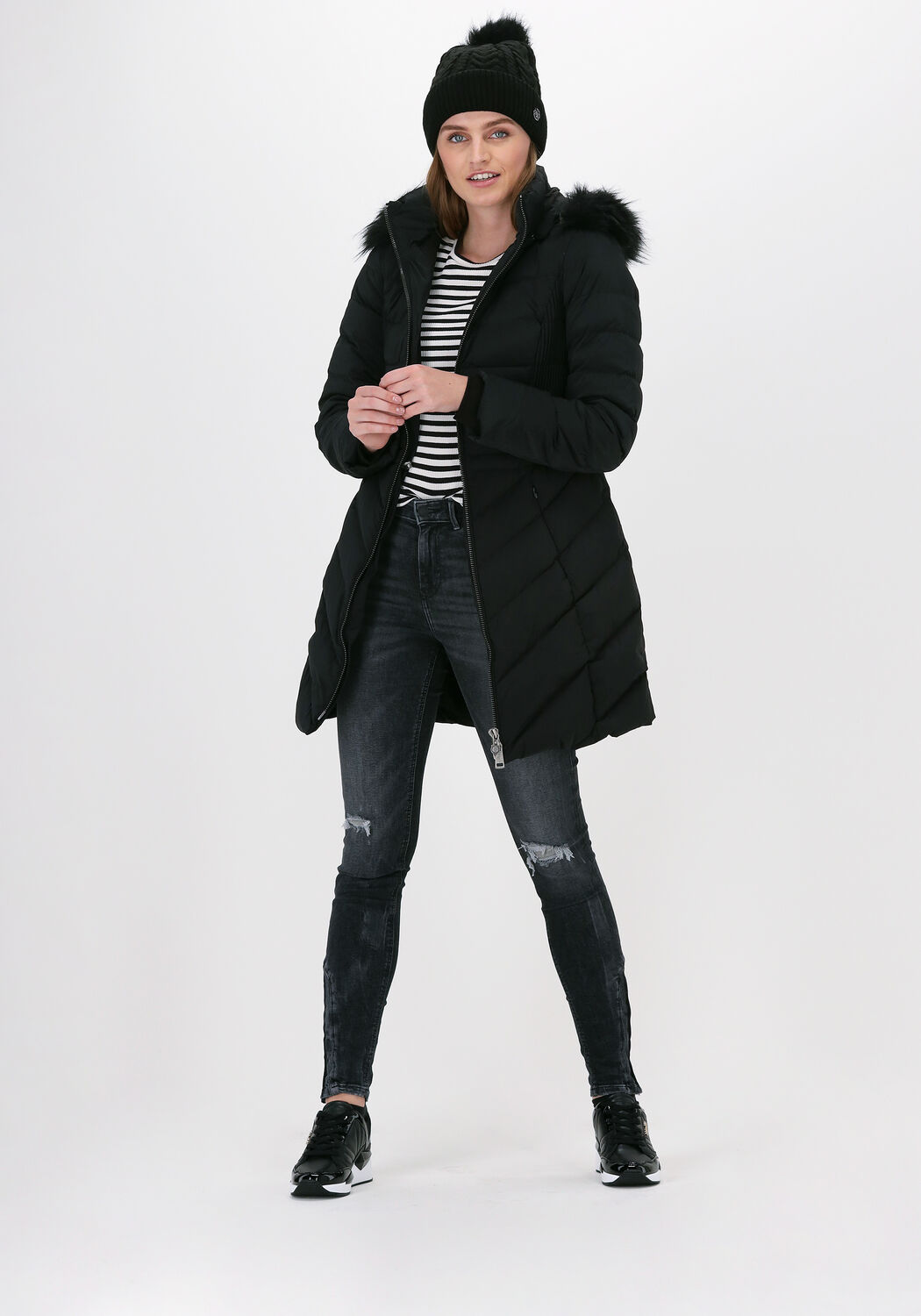 zwarte guess gewatteerde jas cecilia down jacket