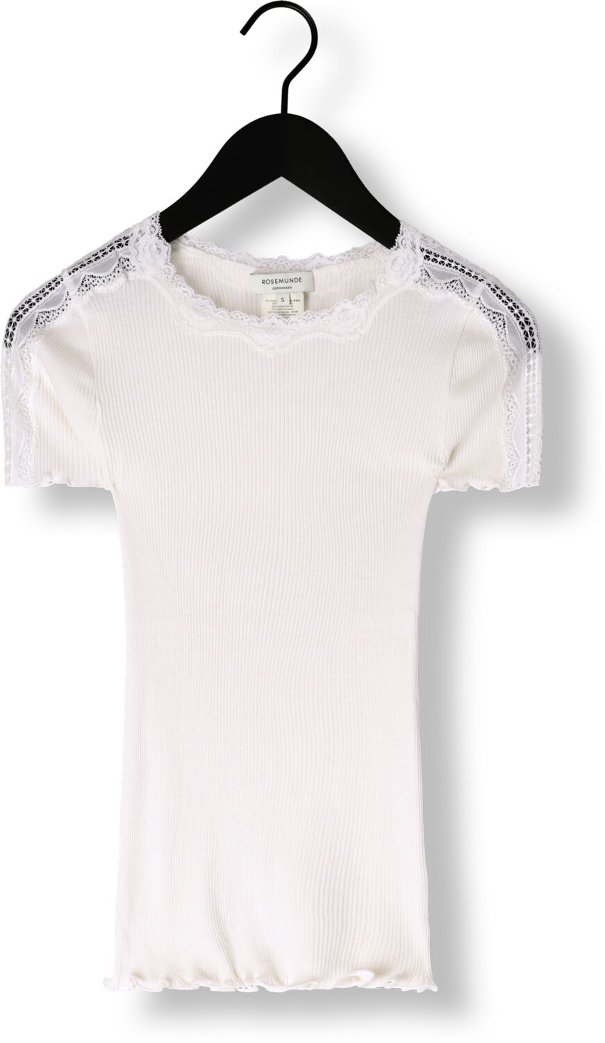 ROSEMUNDE Dames Tops & T-shirts Benita Silk T-shirt W Lace Wit