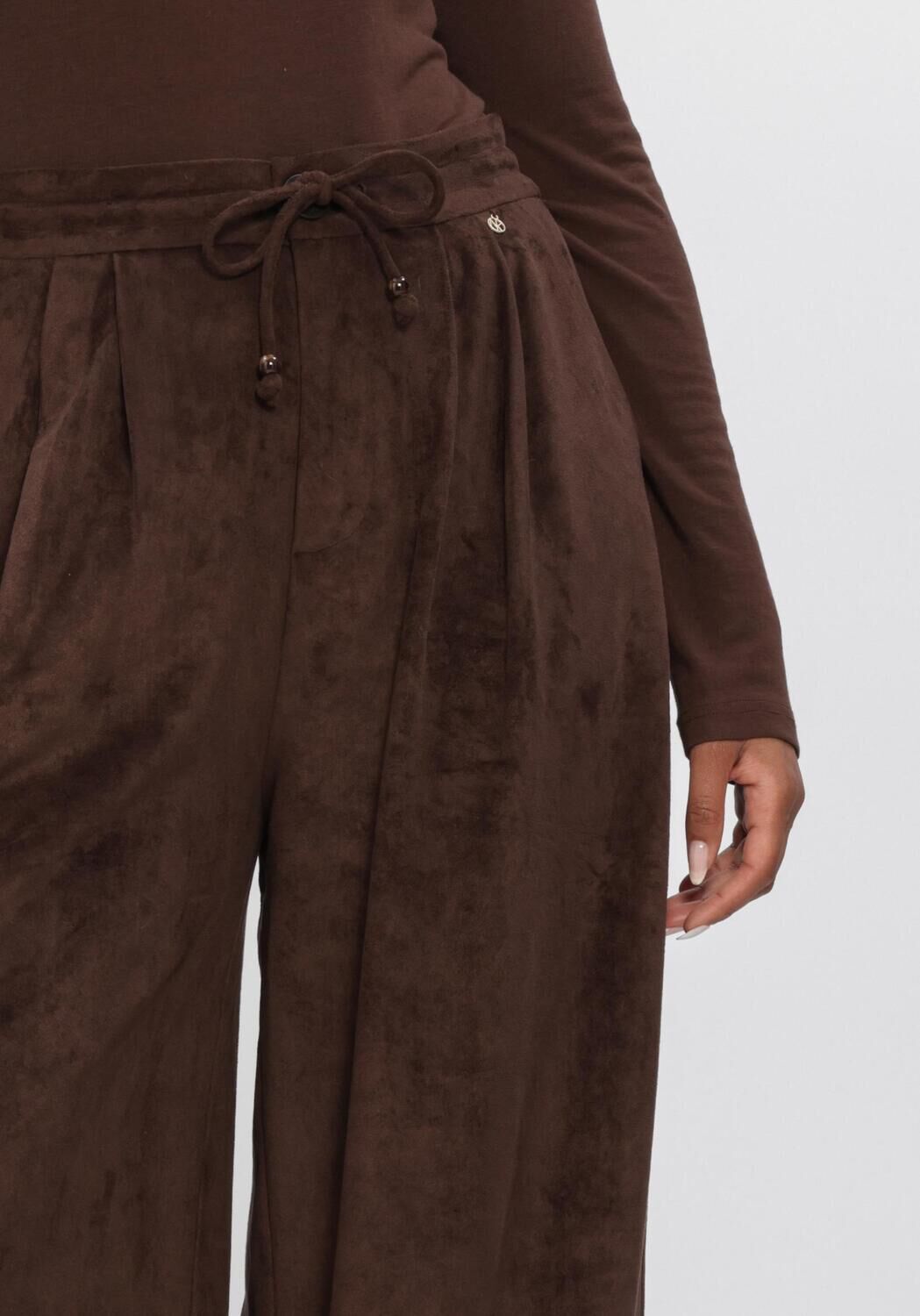 Bruine NUKUS Wijde broek BERTIE PANTS SUEDE - large