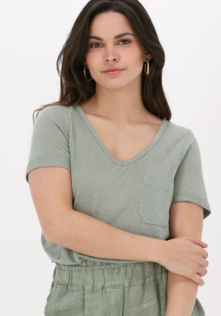 Groene OBJECT T-shirt OBJETESSI SLUB S/S V-NECK NOOS - large