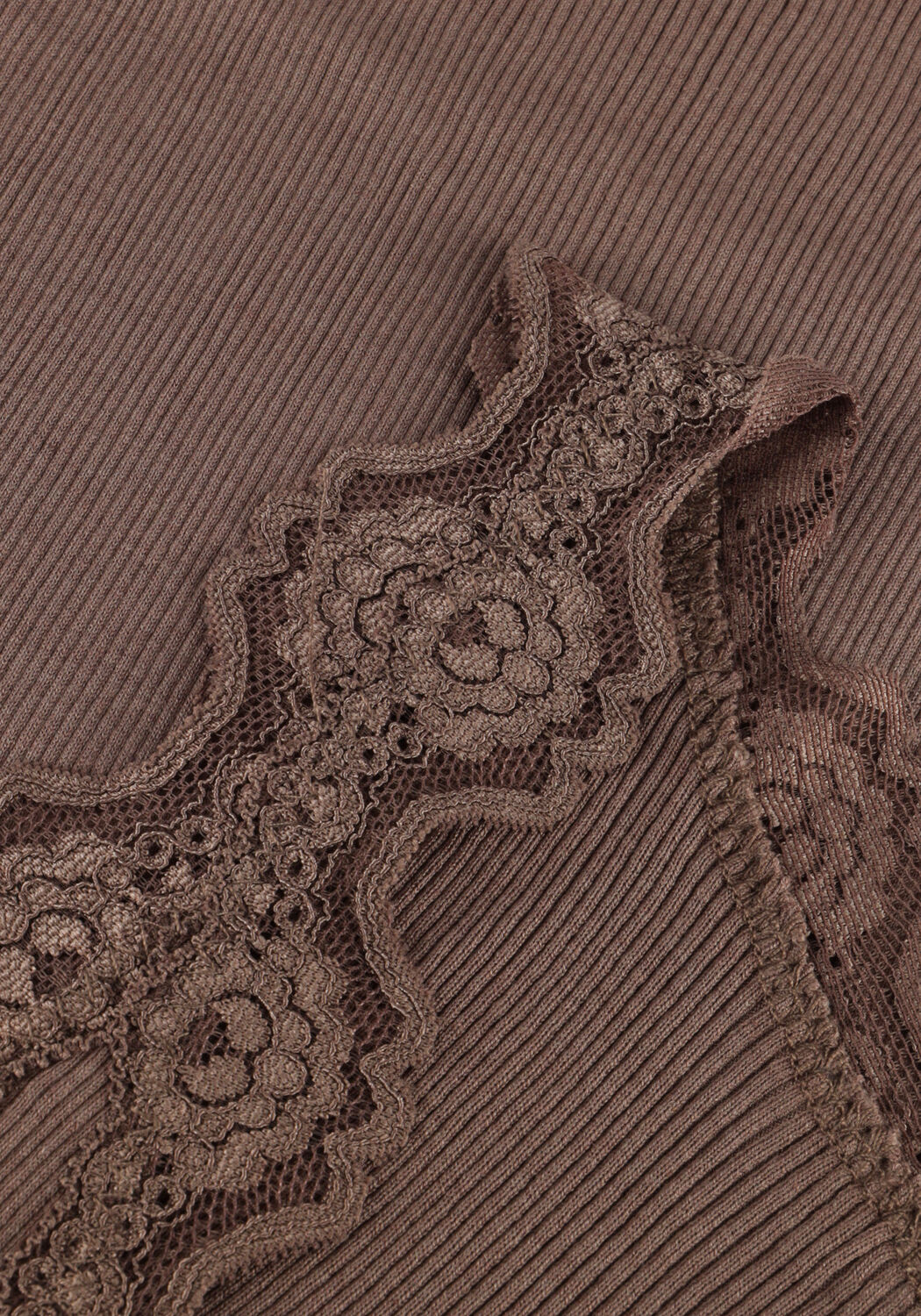 Taupe ROSEMUNDE Top BABETTE SILK TOP W/ LACE - large