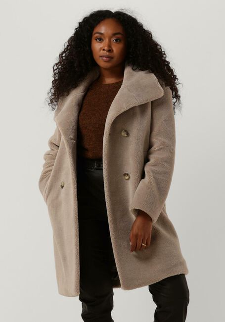 Beige BEAUMONT Teddy jas DOUBLE BREASTED TEDDY COAT - large