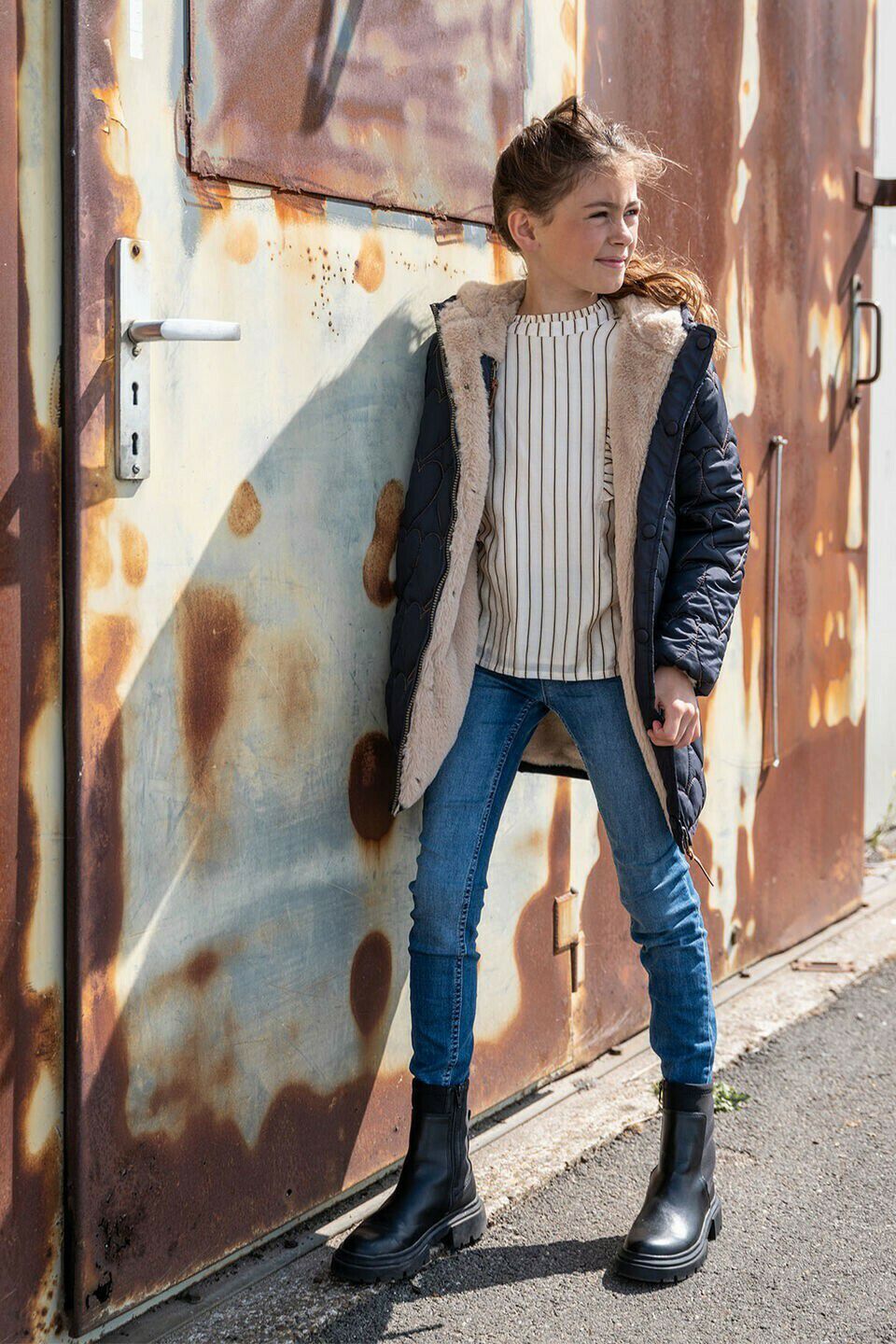 Gebroken wit LIKE FLO Blouses WOVEN STRIPE BLOUSE WITH RUFFLES - large