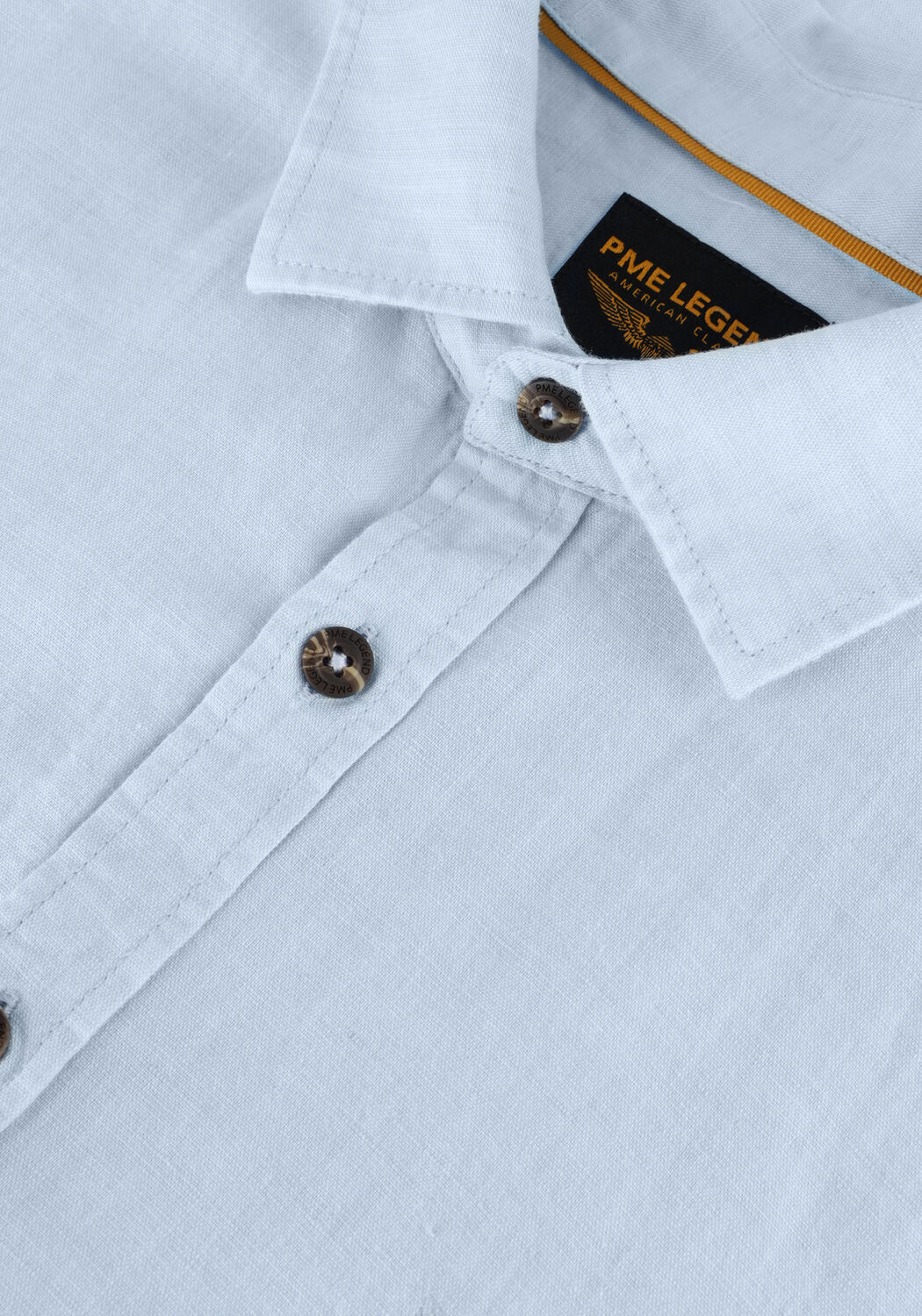 Blauwe PME LEGEND Casual overhemd SHORT SLEEVE SHIRT CTN LINEN 2TONEN OWEN - large