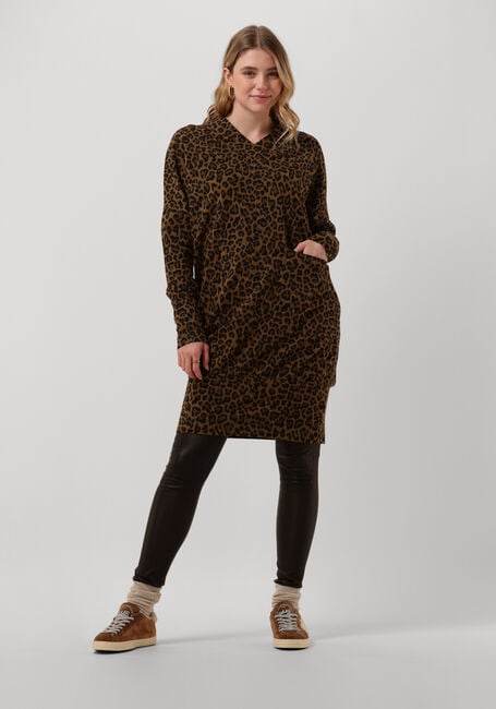 Bruine 10DAYS Mini jurk V-NECK DRESS LEOPARD - large