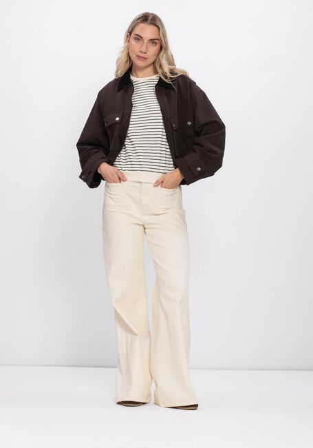 Bruine NEO NOIR Leren jas RIVERA CANVAS BOXY JACKET - large