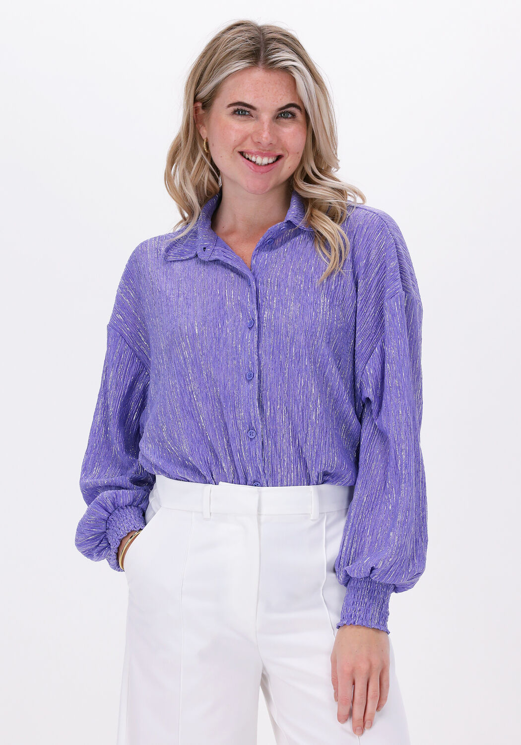 lila alix the label blouse knitted lurex mesh blouse