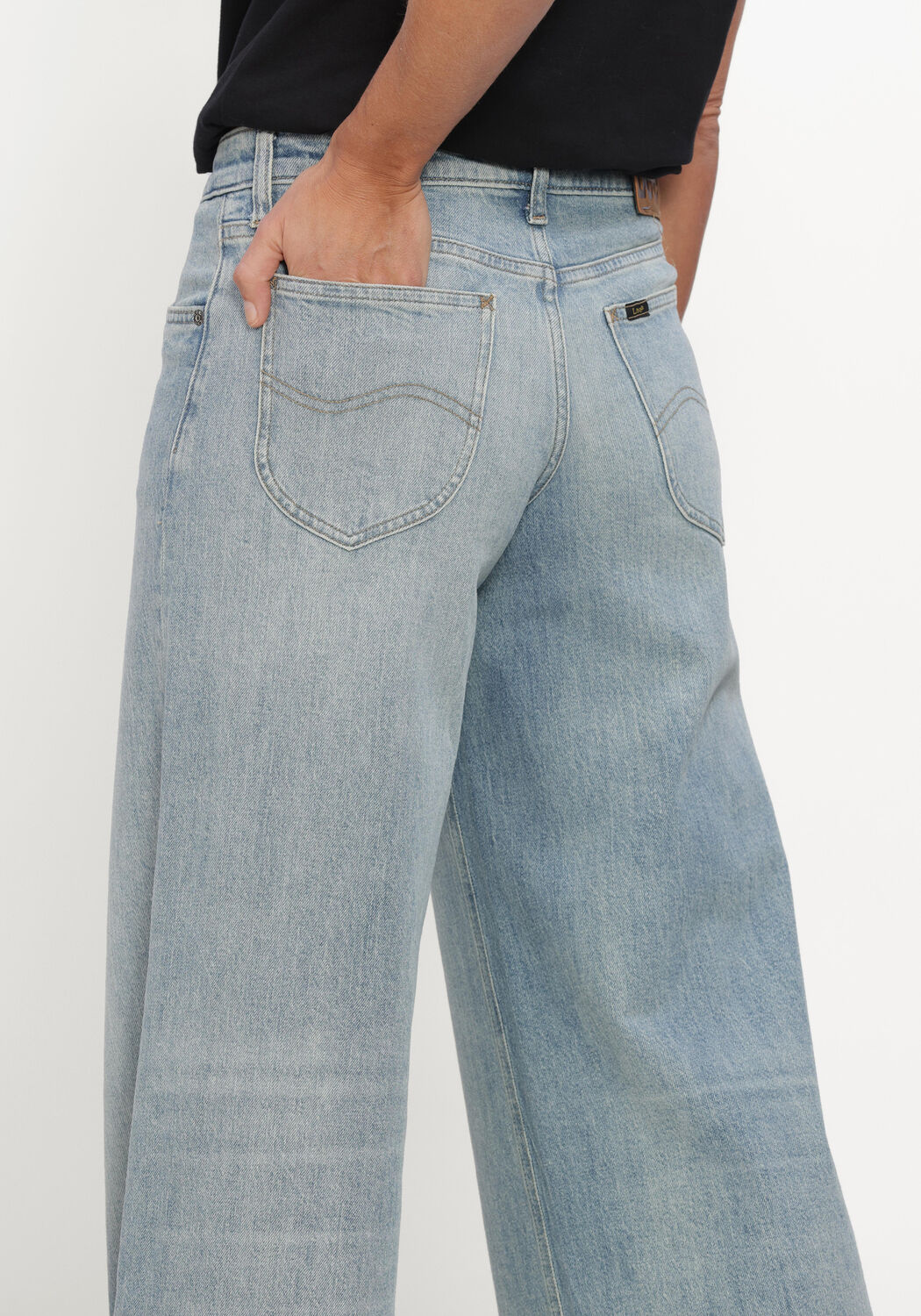 Lichtblauwe LEE Wide jeans PLEATED JEAN - large