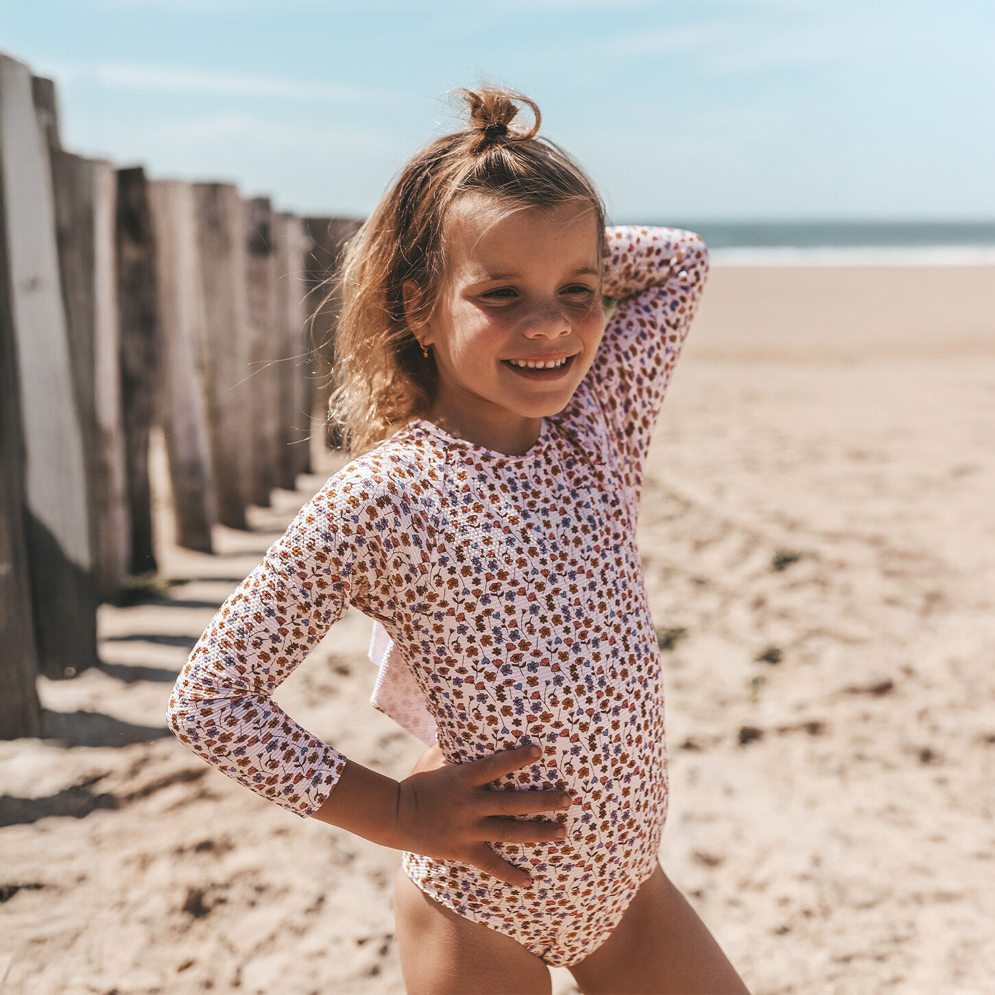 SALTED STORIES Meisjes Zwemkleding Flower Bud Bodysuit Beige