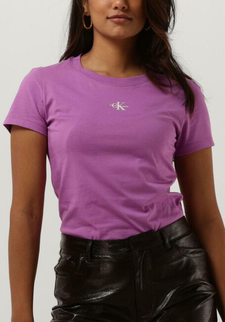 Lila CALVIN KLEIN T-shirt MICRO MONOLOGO SLIM FIT TEE - large