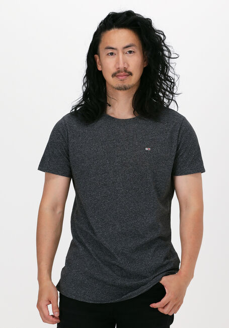 Donkergrijze TOMMY JEANS T-shirt TJM SLIM JASPE C NECK - large