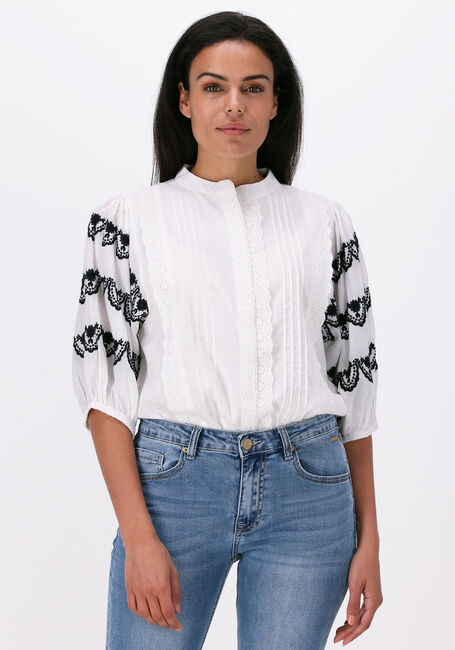 Gebroken wit SUMMUM Blouses SHIRT COTTON EMBROIDERED - large