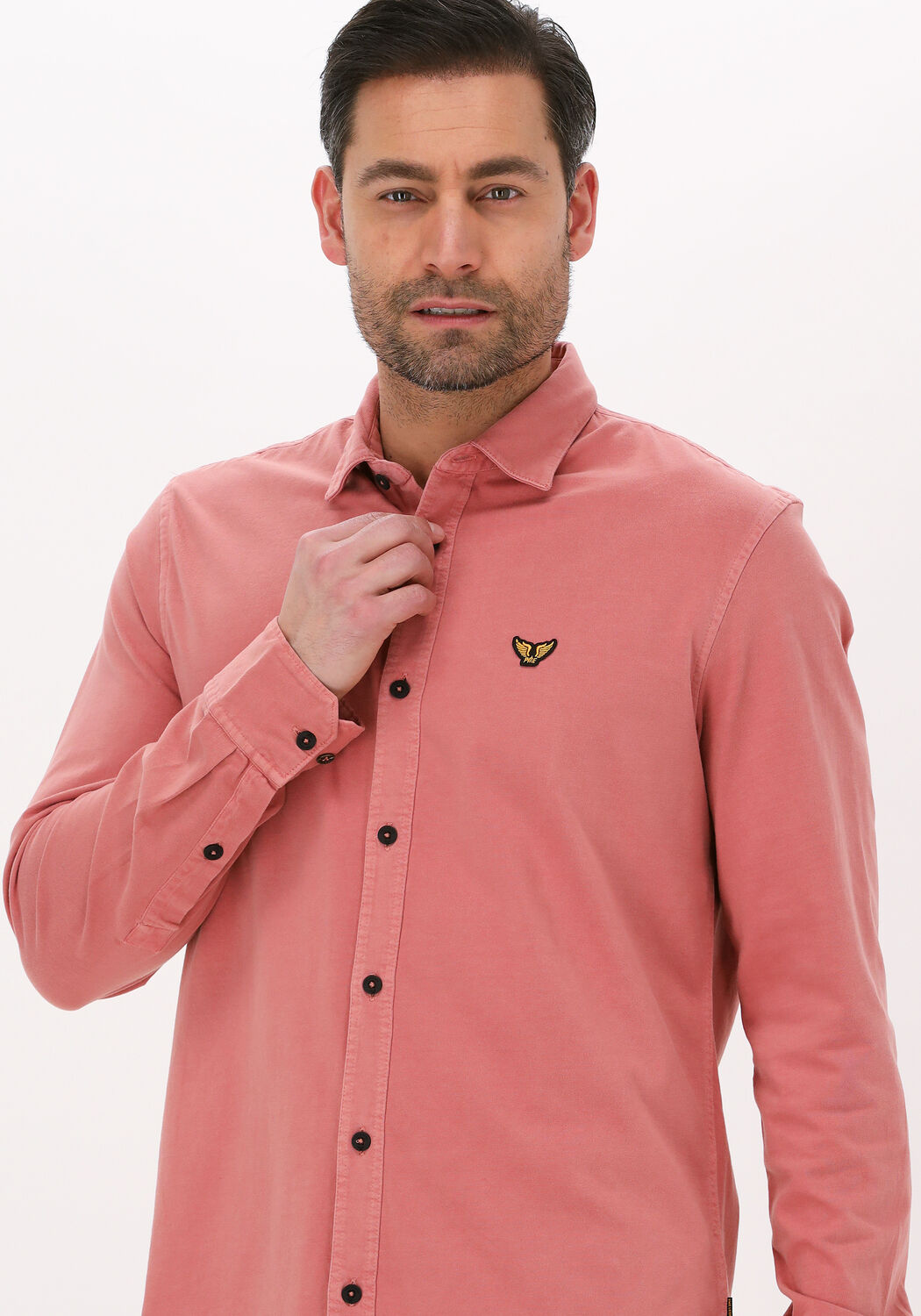 roze pme legend casual overhemd long sleeve shirt s.jersey garment dye