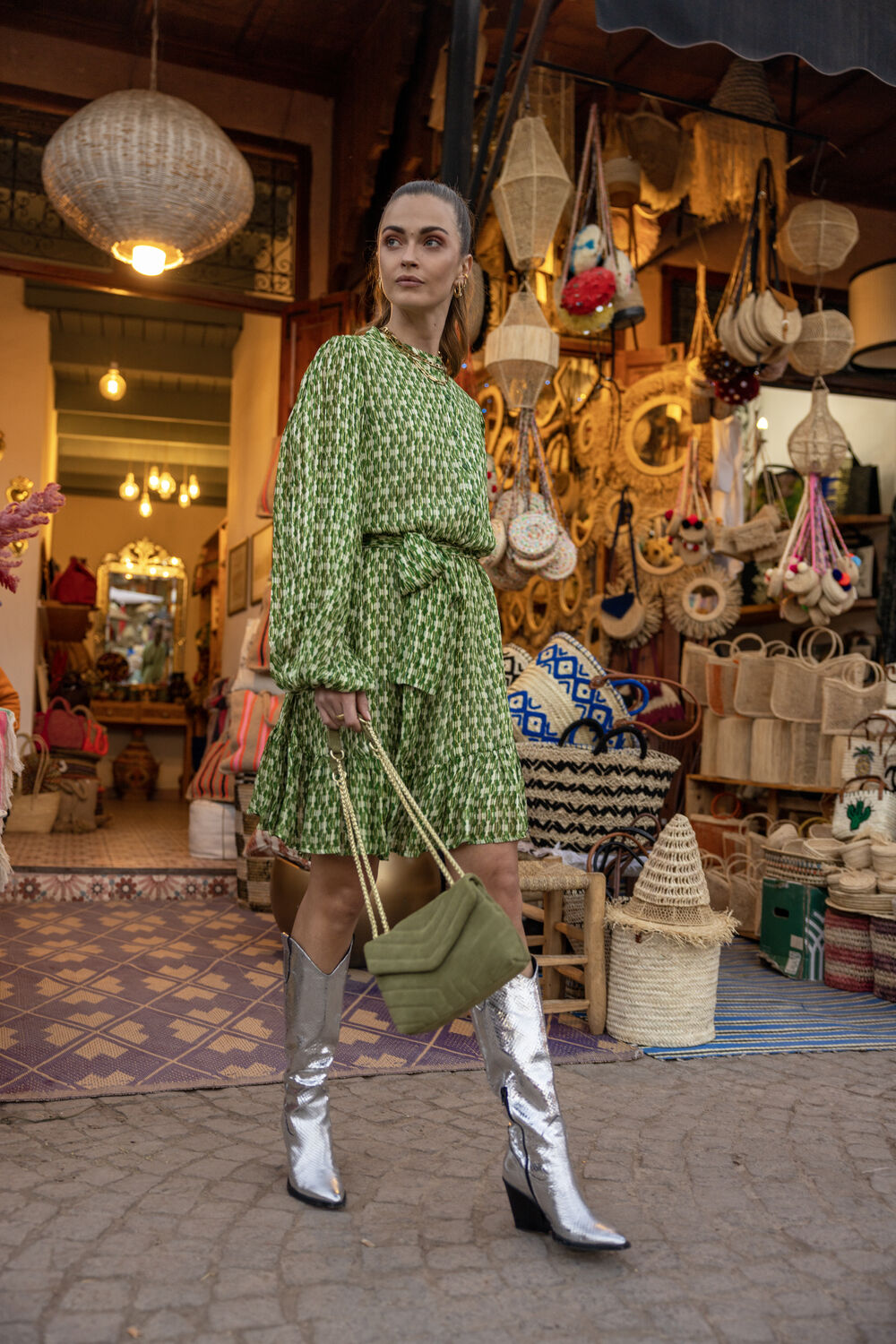 Groene NOTRE-V Mini jurk NV-BLAIR MINI DRESS - large