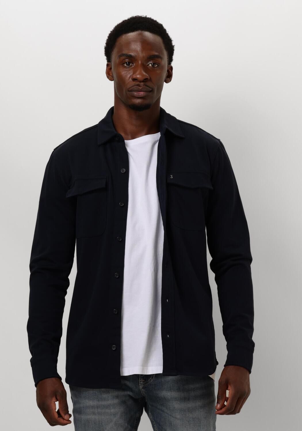 BUTCHER OF BLUE Heren Overshirts Finn Pocket Jersey Shirt Donkerblauw