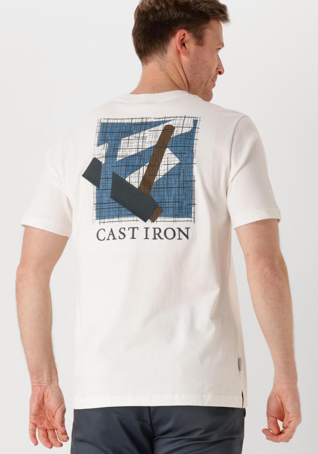 CAST IRON Heren Polo's & T-shirts Short Sleeve R-neck Regular Fit Jersey Peached Wit