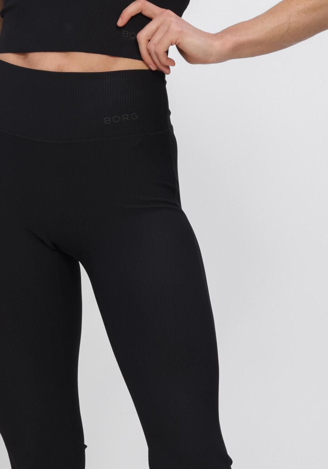 Zwarte BJORN BORG Sportleggings STUDIO RIBBED FLARE TIGHTS - large