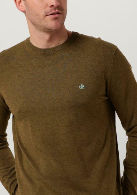 Khaki SCOTCH & SODA Trui ESSENTIALS - ECOVERO VISCOSE-BLEND CREWNECK PULLOVER - large