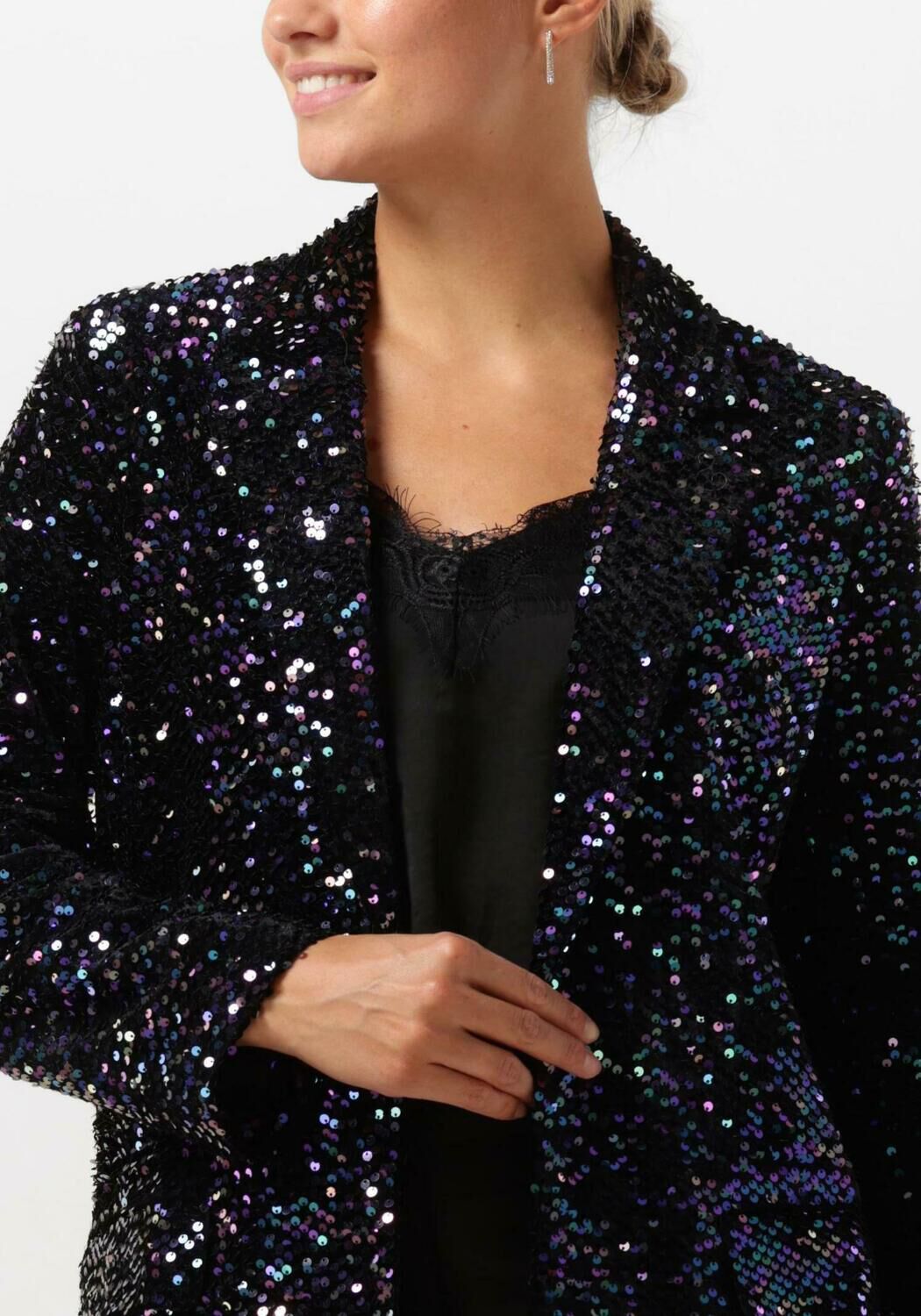 NOTRE-V Dames Blazers Nv-christine Glitter Velvet Blazer Zwart