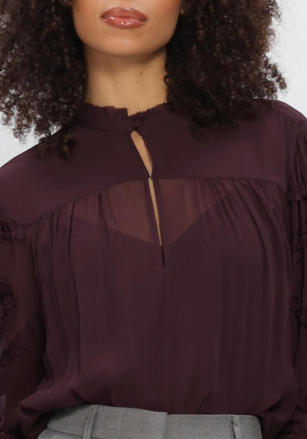 Bordeaux DANTE6 Blouses LARA RUFFLE DETAIL BLOUSE - large