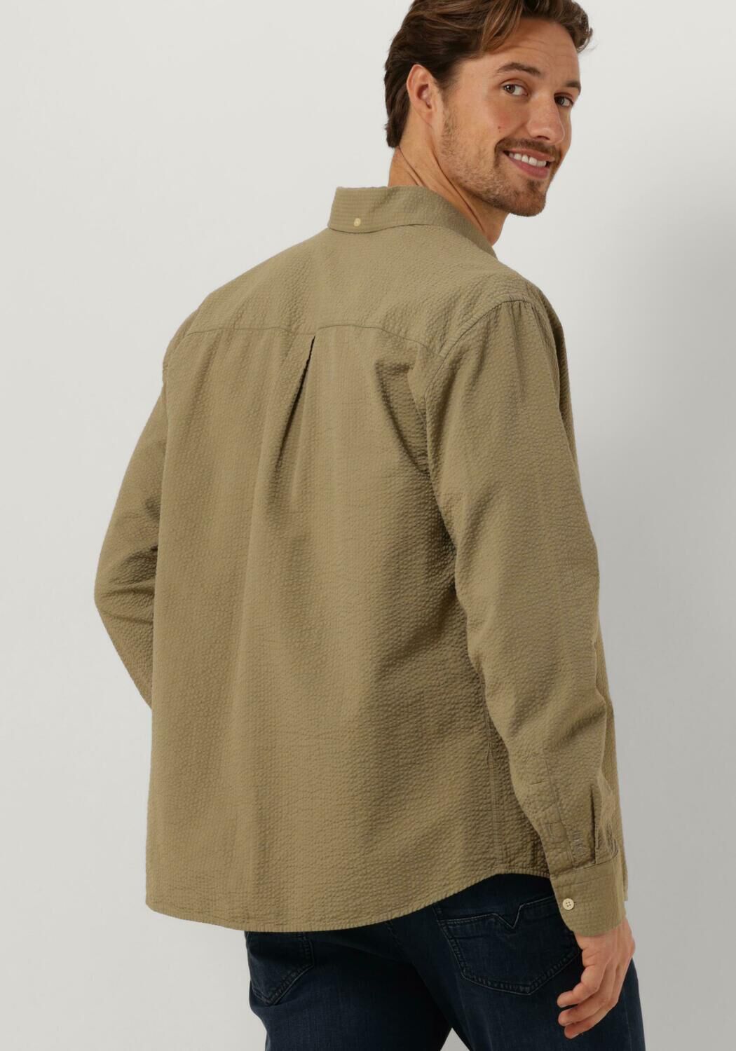 FORÉT Forét Heren Overshirts Bush Seersucker Shirt Olijf