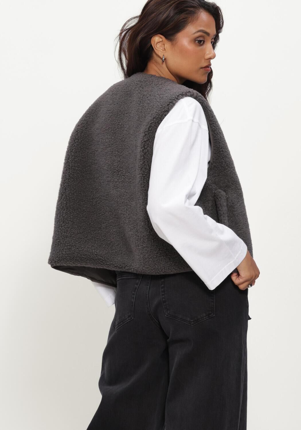 Donkergrijze OBJECT Gilet OBJELLA WAISTCOAT NOOS - large