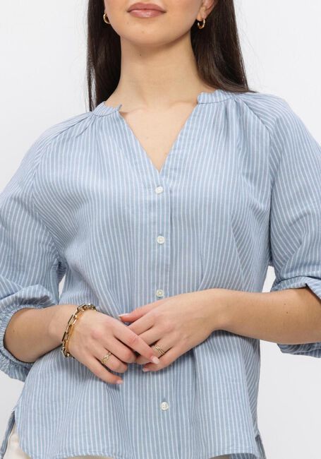 Lichtblauwe SELECTED WOMEN Blouses SLFCLEO-ALBERTA LINEN BLEND SHIRT - large