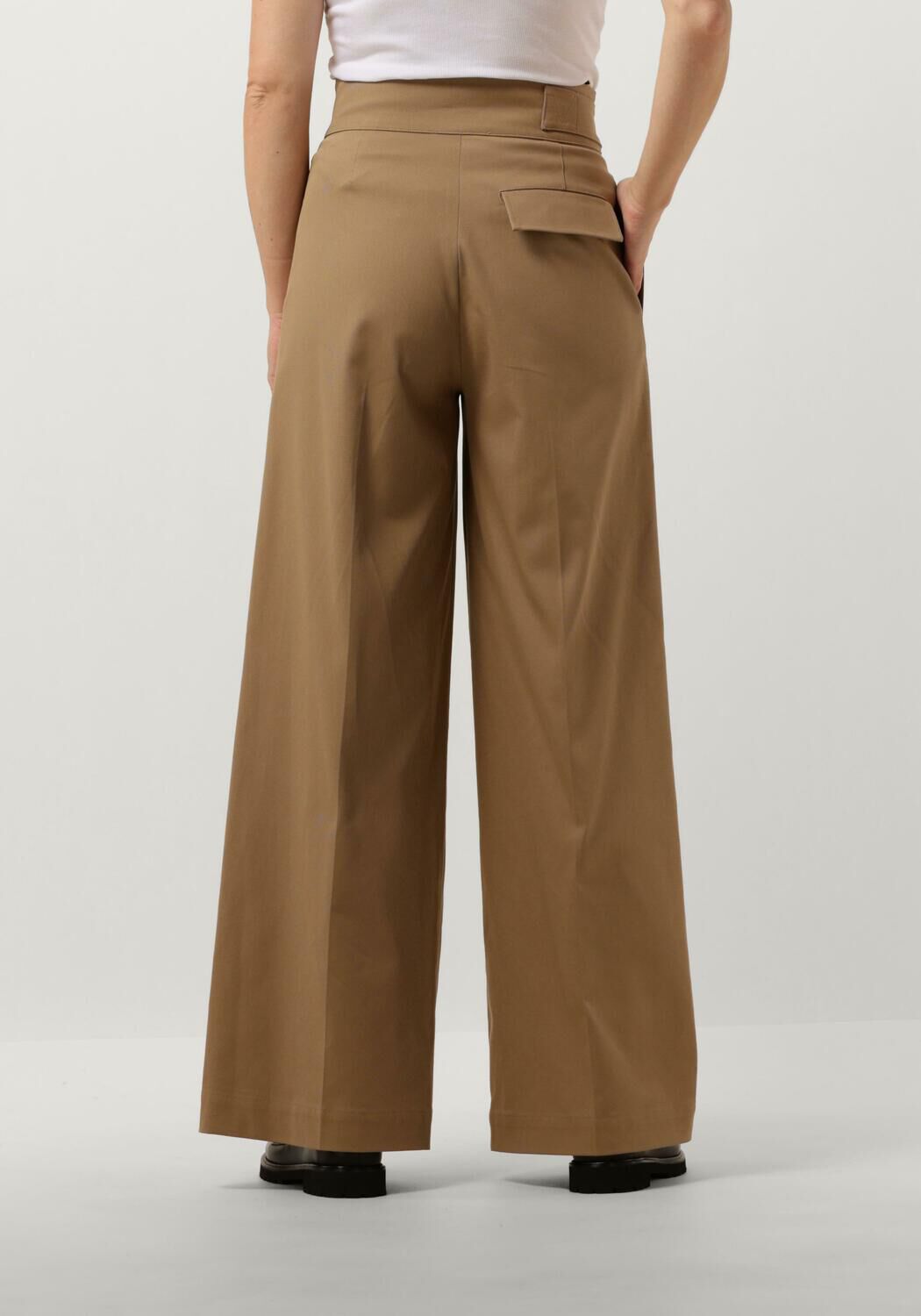 camel vanilia wijde broek twill wide leg pleats