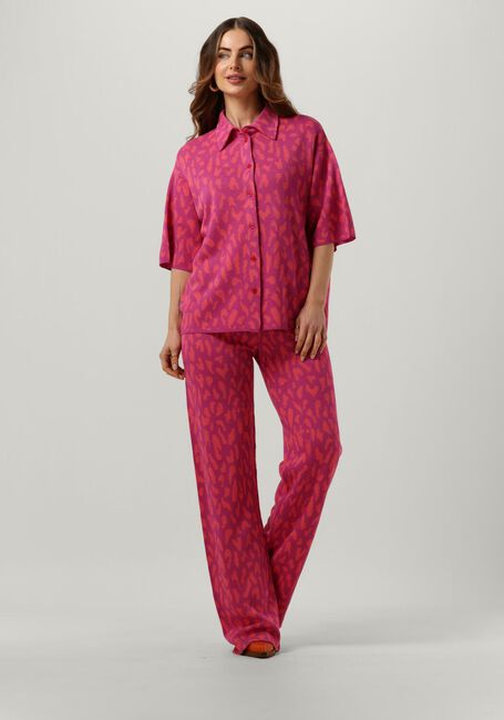 Roze ALIX THE LABEL Top LADIES KNITTED JACQUARD SHORT SLEEVES BLOUSE - large