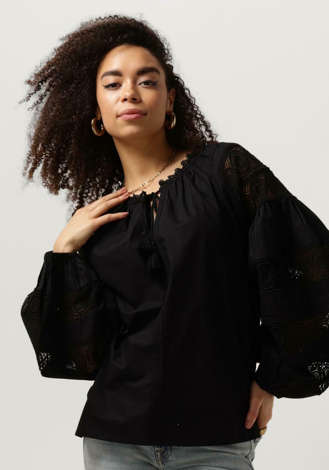 Ibana Zwarte Kant Blouse Tasmia Black Dames