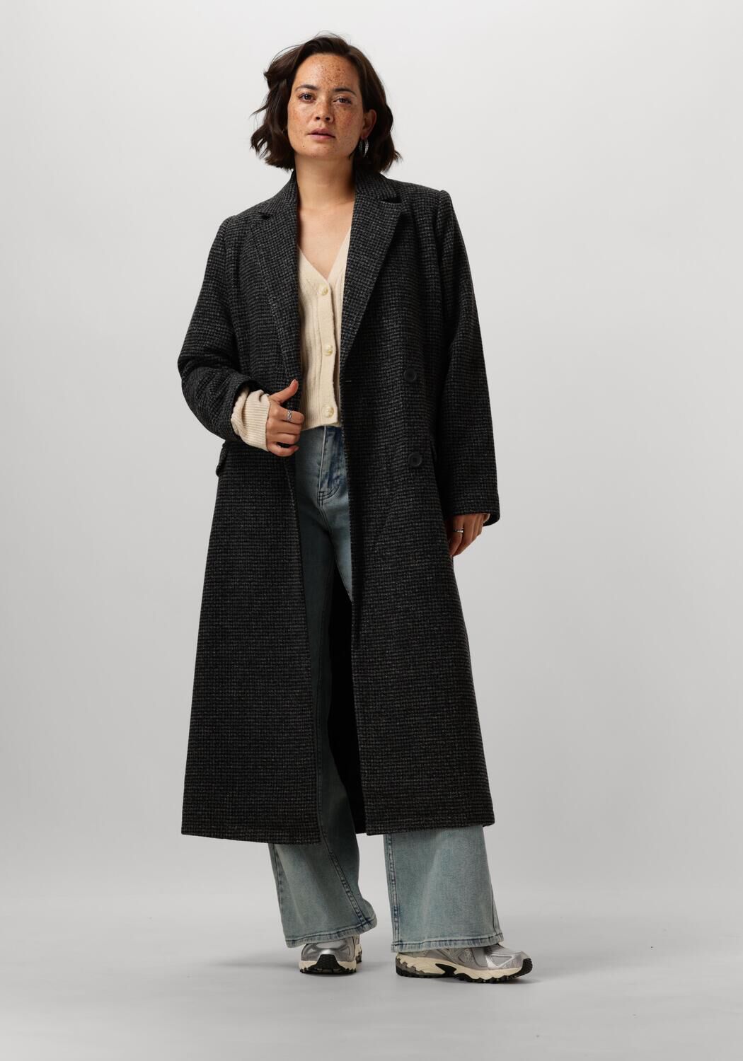Envii Geruite Kate Jas Elegante Jas Gray Dames