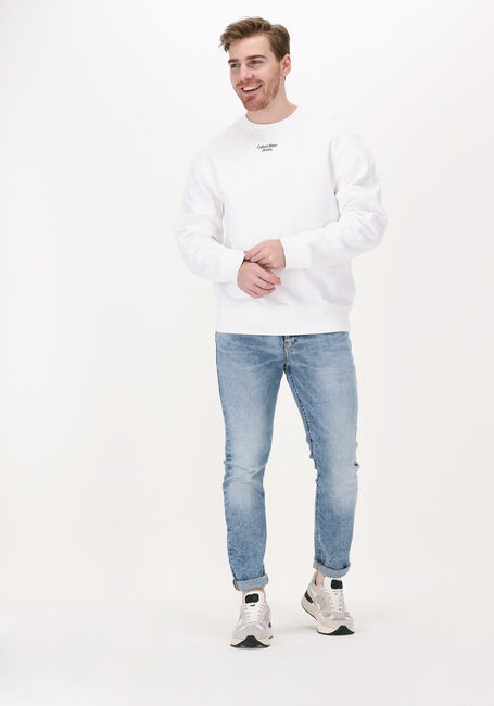 Witte CALVIN KLEIN Sweater STACKED LOGO CREW NECK - large