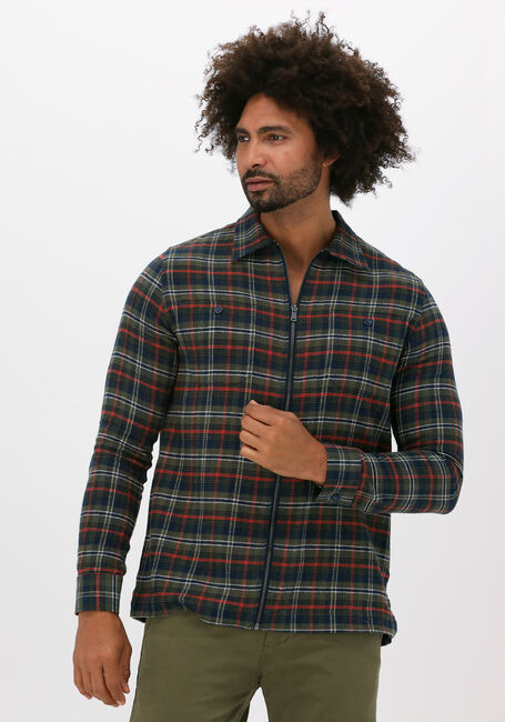 Donkergroene DSTREZZED Overshirt SHIRT JACKET ZIP FLANNEL CHECK - large