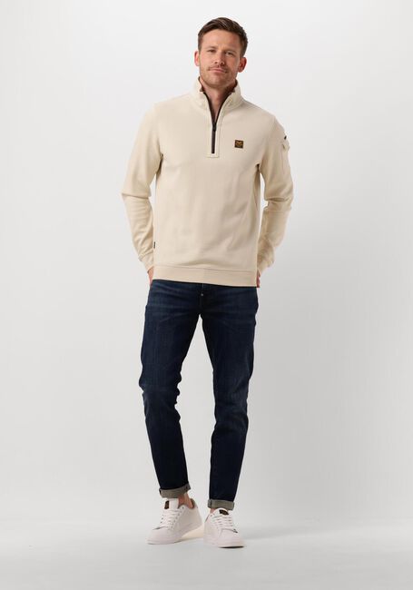 Beige PME LEGEND Trui HALF ZIP COLLAR INTERLOCK JERSEY - large