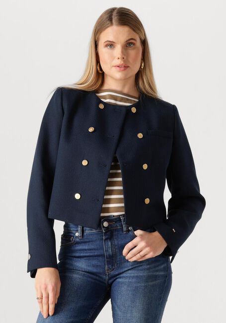 Donkerblauwe TOMMY HILFIGER Jack PREPPY TEXTURE LADY JACKET - large